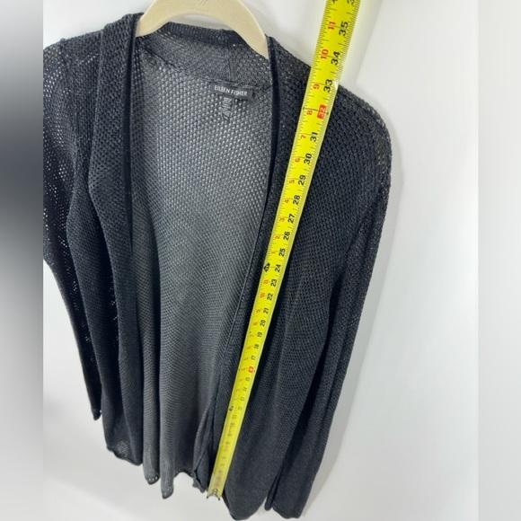 Eileen Fisher Womens Open Knit Long Line Cardigan Size L Black System Capsule - Picture 11 of 12
